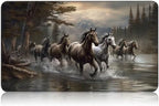 for MTG Game Playmat, for Magic TCG Rubber Play mat,Tabletop Card Playmats with Smooth Surface,Trading Card Inked Game Mat,Battle Game,Horses in River