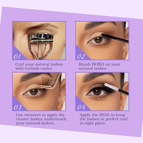 WENDY Lash Extension Kit Lash Clusters Kit D Curl Cluster Lashes 40D+3D Effect Individual Lashes with Lash Bond and Seal Lash Applicator Lash Glue Remover Brush Eyelash Clusters(40/3DP-D Kit,16-20mm)