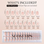 BTArtbox Press On Nails Almond - 5 Styles XCOATTIPS French Tip Almond Nails, Pre-Designed Swirl Soft Gel Nail Tips, Ultra Fit Medium False Nail, Soak Off Acrylic Fake Nails for Nail Art DIY