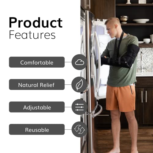 BraceAbility Posterior Long Arm Splint - Elbow Immobilizer Right or Left Forearm Brace with Support Sling for Fractures, Post-Surgery Recovery, Tendonitis, Bursitis, Ulnar Nerve Pain Relief (L)