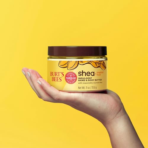 Burt's Bees Valentines Day Gifts, Shea + Tropical Fruit Indulgent Hand and Body Butter, Non-Greasy, Antioxidant Rich for Glowing Skin, Non-Irritating, Natural Origin Skin Care, 11 oz.