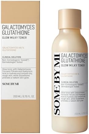 SOME BY MI Galactomyces Glutathione Glow Milky Toner - 6.76Oz, 200ml - Hydrating & Brightening Korean Milky and Rice Toner with Glutathione & Vitamin C for Smooth, Radiant Skin - Korean Skin Care