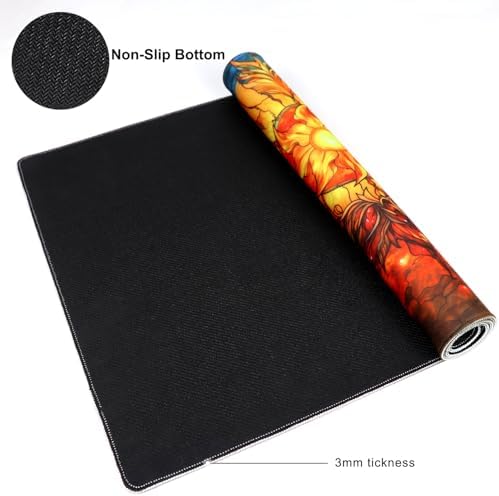 MTG Playmat, TCG Card Game Playmat, Stitched Edge, Non-Slip Rubber Bottom - 24 x 14 inch - Plains