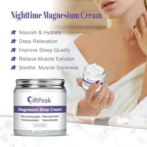 Magnesium Lotion for Sleep,Magnesium Cream for Sleep Magnesium Butter Soothes Muscle Tension Magnesium Lotion for Kids Topical Magnesium Butter for Calm & Relaxation - Lavender - 4fl oz