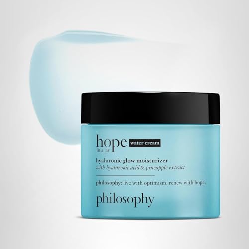 philosophy hope in a jar glow water cream face moisturizer - with hyaluronic acid & pineapple extract provides 72-hour hydration & primes skin for makeup 2 fl oz