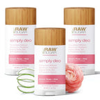RAW SUGAR Aluminum Free Deodorant Stick, Simply Deo Bundle (Pack of 3) Whole Body Deodorant for Women & Men, Clean Formulated without Baking Soda, Talc & Parabens, Beach Rose + Aloe Scent