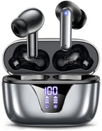 ZIUTY Wireless Earbuds Bluetooth Headphones, 50H Playtime Ear Buds with Mic, LED Digital Display Charging Case, IPX7 Waterproof, Deep Bass Stereo, in-Ear Earphone for iPhone Andriod Phone