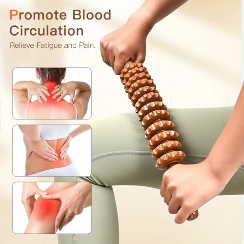 Wooden Cellulite Massage Roller Stick, Wood Therapy Massage Tools, Lymphatic Drainage Tool Cellulite Massager for Cellulite Reduction, Muscle Tension and Body Shaping, Contouring