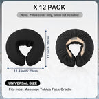 Tatuo 12 Pcs Face Cradle Covers for Massage Head Rest Microfiber Reusable Soft Thicker Massage Table Face Covers Oil Proof Headrest Cradle Sheets for Spa Beauty(Black)