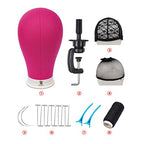 Bileaf 24 Inch Poly Canvas Block Wig Mannequin Head With Stand Pink Styling Manikin Head Set Display Canvas Wig Head with Mount Holes(Rosy Head)