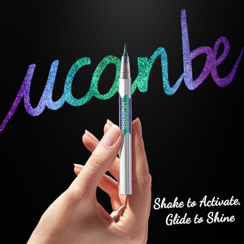 UCANBE 4PCS Chameleon Liquid Eyeliner, Multichrome Metallic Color Shift Eye Liner, Waterproof Glitter Eyeliner with Soft Fine Tip for Long-lasting Multi-Dimensional Eye Looks