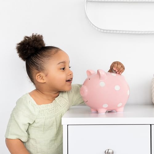 Bundle of Pearhead Large Ceramic Piggy Bank + Pearhead Wooden Rainbow Stacking Toy