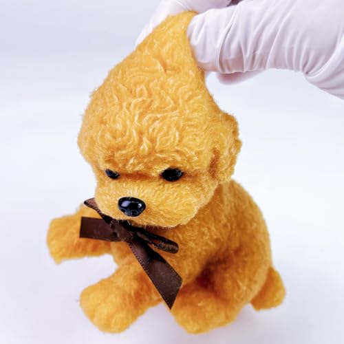 Handmade Big Taba Squishy Dog Toy, Taba Squishy Teddy Dog Toy, Cute Squishy Poodle,Realistic Puppy Toy, Silicone Mochi Fidget Pup, Stress Relief Gift for Adults & Kids (Brown - XL)