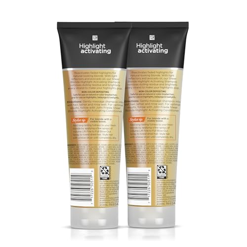 John Frieda Sheer Blonde Brightening Shampoo with Avocado Oil and Vitamin C - Revives Dull Highlights for Lighter Blondes, 8.45 Fl Oz