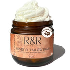 Handmade Honey & Tallow Balm- 100% Grass Fed Beef Tallow for Skin Care- 100% Natural Whipped Tallow Balm- Sensitive & Dry Skin, Eczema, Psoriasis- 2 FL. oz