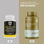 Premium Bee Pollen Daily Dietary Supplement - Includes Propolis & Royal Jelly - 3250mg Non-GMO, 120 Vegetarian Capsules - 30 Day Supply