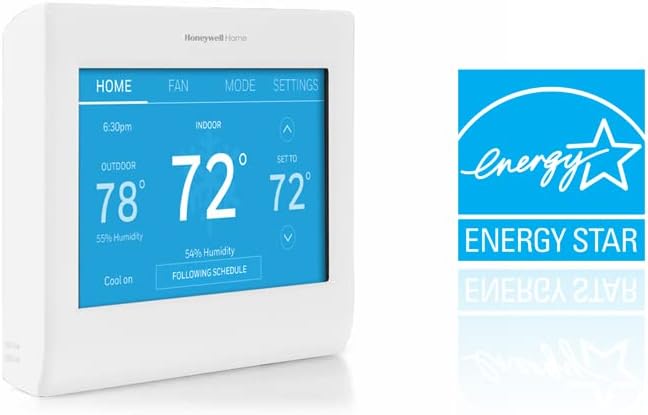 Honeywell Home Smart Color Wi-Fi Programmable Touch Screen Thermostat, Energy Star, Alexa Ready, White - C-Wire Required, Not Compatible with Line Volt Heating, RTH9600WF
