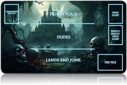 for MTG Game Playmat, for Magic TCG Rubber Play mat,Tabletop Card Playmats with Smooth Surface,Trading Card Inked Game Mat with White Zones,Battle Game,Skull Castle