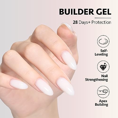 GAOY 6 Colors Builder Gel Set for Nails, Milky White Pink Nude Jelly Nail Strengthener, Soak Off Extension Hard Gel, Vivid Nude 6pcs Vivid Nude