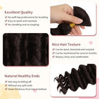 1 Bundle Human Braiding Hair for Boho Braids, 16Inch 40G #2 10A Brazilian Virgin Deep Wave Bulk Human Hair for Braiding, Wet And Wavy No Weft Curly Braiding Hair for Boho Knotless Braids
