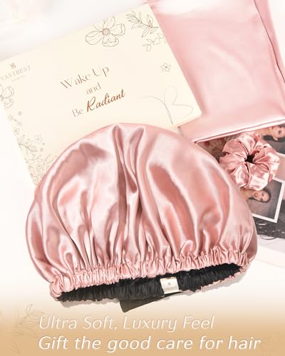 YANIBEST Double Layer Satin Bonnet Silk Bonnet Adjustable Hair Bonnet for Sleeping Hair Bonnets for Women Curly Natural Hair