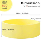 Ball Pit for Toddlers 47.24''x15.75'' Baby Ball Pits Round Foam Ball Pit Lagre Kids Ball Pool Ideal Gift for Children (Yellow, NO Balls)