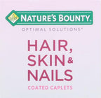 Nature's Bounty Optimal Solutions Hair, Skin & Nails Formula, with 3,000 mcg Biotin, 20 Total Servings, 60 Coated Caplets (Pack of 2)