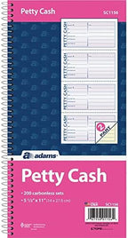 Adams Spiral Petty Cash Book, 2-Part, Carbonless, 4 Messages per Page, 200 Sets per Book (SC1156)