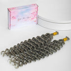 KRN Grey Braiding Hair Deep Wave Bulk Human Braiding Hair 2 Bundles/Pack 100g Curly Hair for Boho Braids 12A Salt And Pepper Braiding Human Hair No Weft Wet and Wavy Gray Braiding Hair 16Inch