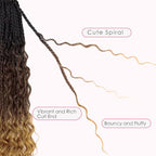 Goddess Box Braids Crochet Hair 14 Inch 7 Packs Boho Hair for Women Pre Looped Crochet Box Braids with Curly Ends, T1B/3/27