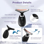 Neck Face Massager, Face Sculpting Tool, 3 Modes and Vibration for Facial Massager for Double - Chin Wrinkle,Daily Home Use Black