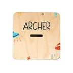 Wooden Piggy Bank for Kids and Adults, Personalized Gift Handmade in USA by BloomOwl, Custom Piggy Bank, Personalized Banks for Kids, Gifts for Baby Boys and Girls (Space)