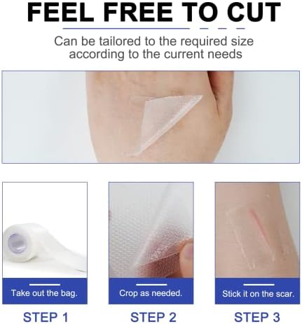 Silicone Scar Sheets (1.6” x 120”), Clear Gel Silicone Scar Tape, Invisible Medical Grade Scar Silicone Strips, Transparent Advanced Removal Scar Patches for C-Section, Keloids, Burn, Acne