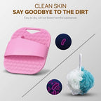 Silicone Body Scrubber for Men & Women, Friendly Shower Body Scrubber for Sensitive Skin, Silicone Loofah Body Scrubber for Showering with Richer Foam Bristles and Anti-Slippery Handle (3 Pack)