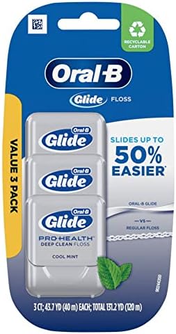 Oral-B Glide Pro-Health Dental Floss, Deep Clean Cool Mint Flavor, 40 M, 3 Count & DenTek Triple Clean Advanced Clean Floss Picks, No Break & No Shred Floss, 150 Count