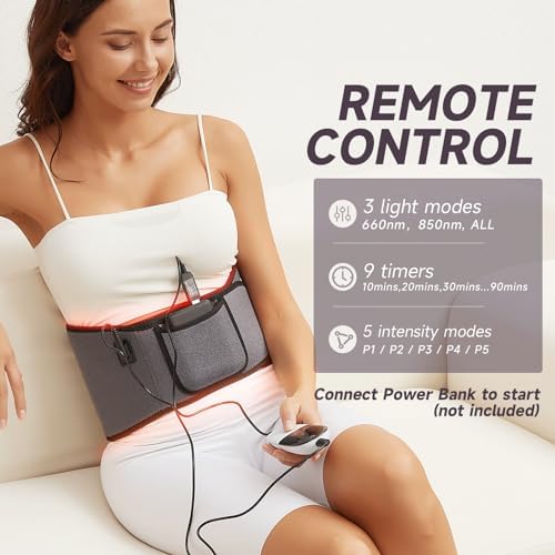 Red Light Therapy Wrap Belt for Body, Men and Women Gift,100 LEDs,5Gears 9Timers Remote Control, 660nm&850nm Infrared Light Therapy for Back, Waist, Muscle Pain Relief