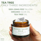 Whipped Tallow Balm (Tea Tree), Organic Body Butter Cream, Grass Fed Beef Tallow for Skin Moisturizer, All Natural Lotion, 2 oz