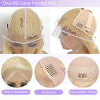 613 13x6 Lace Front Wig Human Hair Blonde Lace Front Wigs Human Hair Pre Plucked With Baby Hair Body Wave 613 Lace Front Wig Human Hair Glueless Blonde Human Hair Wig 38 Inch