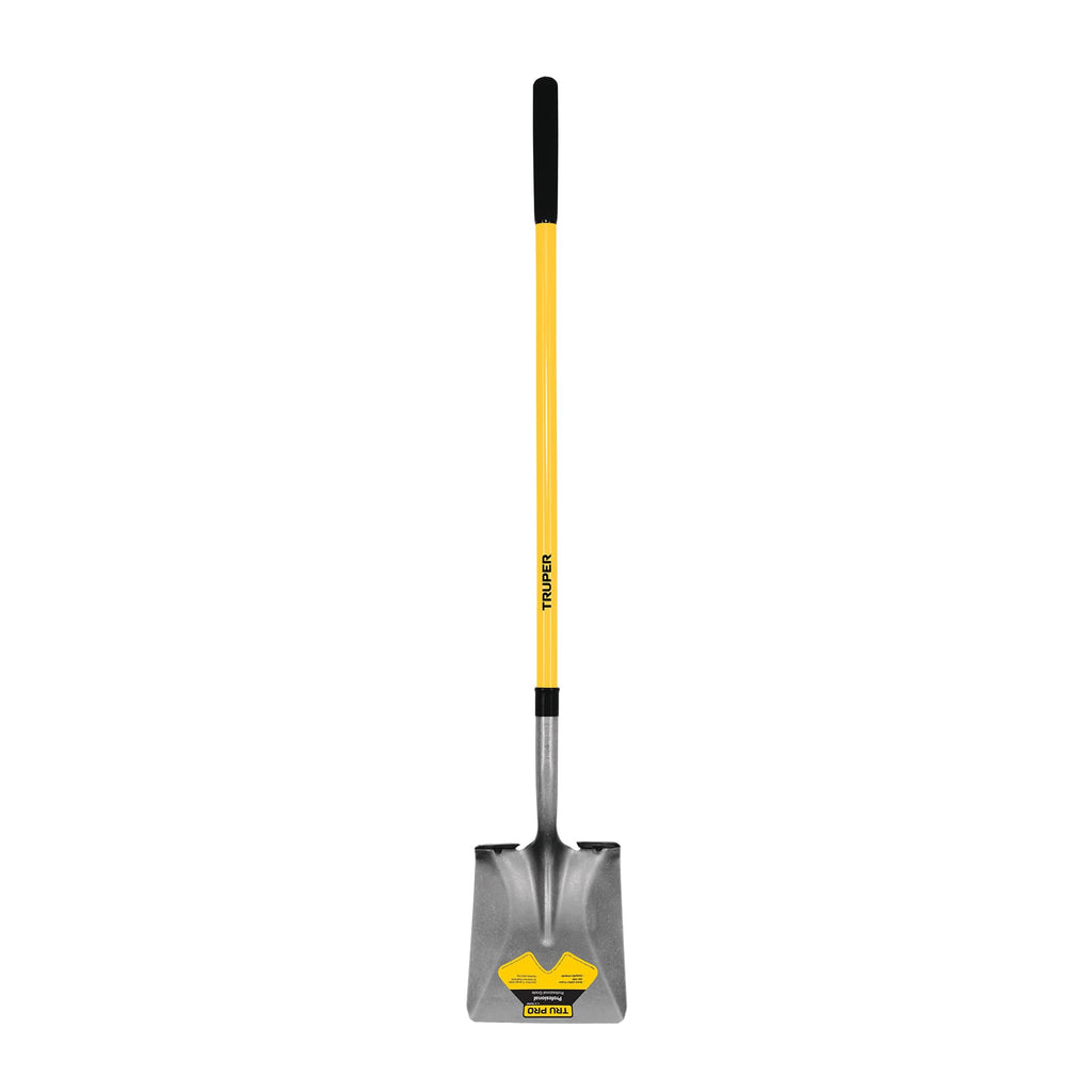 Truper Tru Pro Square-Point Shovel, 48-Inch Fiberglass Handle with 9-Inch Cushion Grip, Heavy-Duty Professional Digging & Transfer Shovel (Model PCL-F / 31199)