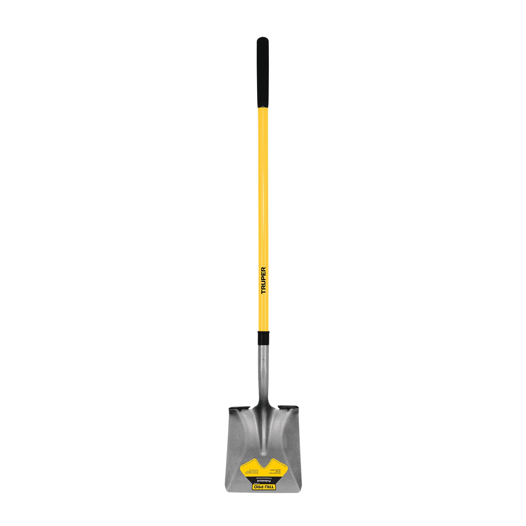 Truper Tru Pro Square-Point Shovel, 48-Inch Fiberglass Handle with 9-Inch Cushion Grip, Heavy-Duty Professional Digging & Transfer Shovel (Model PCL-F / 31199)