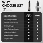 ToiletTree Products Nose Hair Trimmer with LED Light - Stainless Steel, Heavy-Duty Casing - Ear & Nose Hair Trimmer - Men's Grooming Trimmer for Beard, Eyebrows, and Ears