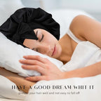 Silk Bonnet for Sleeping Women Double Layer Satin Bonnet Hair Bonnet with Elastic Tie Band Adjustable Bonnet for Curly Hair（Black and Purple）