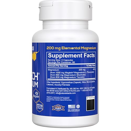 MagTech Magnesium Supplement - 3 Forms of Magnesium: Magtein L-Threonate, Glycinate & Taurate - 200mg Chelated Magnesium Complex - Supports Relaxation & Brain Health - 180 Capsules