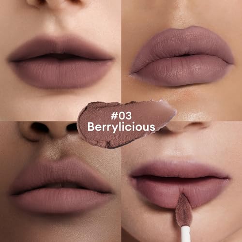 ITY Velvet Matte Finish Lip Stain-Mousse Textured Lip Clay, Nude Shade, Conceals Lip Lines, Rich Pigment Lip Tint Lipsticks, 0.14 oz (4g) in Berrylicious