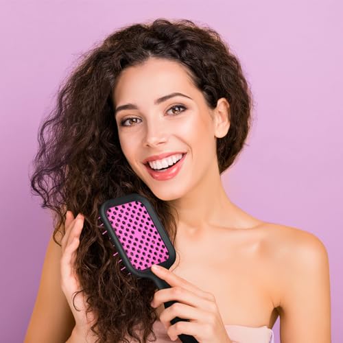 Vented Detangling Brush for Curly Thick Hair, Wave-Shaped Bristles for Scalp Massage, Anti-Tangle Hairbrush for Women, Men and Teens, Purple