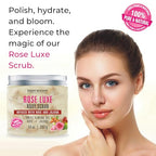 First Botany Body Scrub - Natural Exfoliating Salt Scrub & Body and Face Souffle helps with Moisturizing Skin, Acne, Cellulite, Dead Skin Scars, Wrinkles (10 fl oz, Rose)