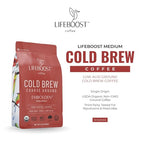 Lifeboost Dark Cold Brew Coffee - Low Acid Coarse Ground Coffee for Cold Brew - Single Origin Non-GMO USDA Organic Cold Brew Coffee Grounds - 3rd Party Tested For Mycotoxins & Pesticides - 12 Ounces