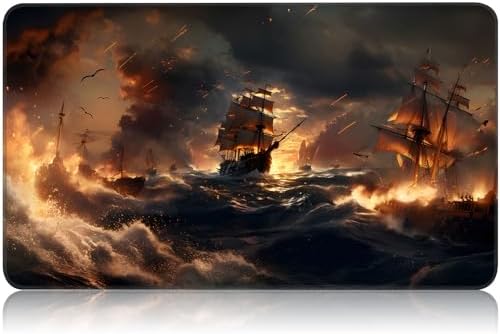 for MTG Game Playmat, for Magic TCG Rubber Play mat,Tabletop Card Playmats with Smooth Surface,Trading Card Inked Game Mat,Battle Game,Pirate Ship