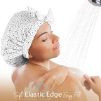 Yanibest Non-Slip Shower Cap for Women, Adjustable Luxury Waterproof Shower Cap, Reusable Cute Shower Cap Hair Cap to Keep Hair Dry