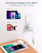 2 Pack US to Japan Plug Adapter, 2 Prong to 3 Prong Outlet Adapter with 3 AC Outlets 3 USB Ports(1 USB C), Type A Travel Power Converter Plug Adaptor for USA to Japanese Canada Mexico Philippines Peru